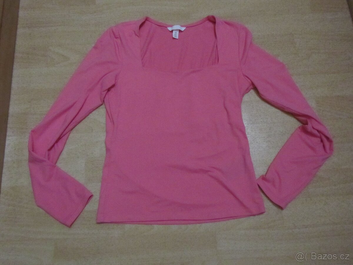 Růžové tričko-topík s hranatým výstřihem vel.S H&M