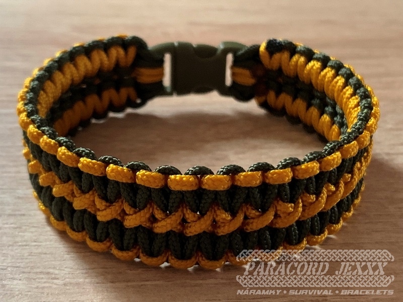 PARACORD náramek (20 cm) gold - oliv