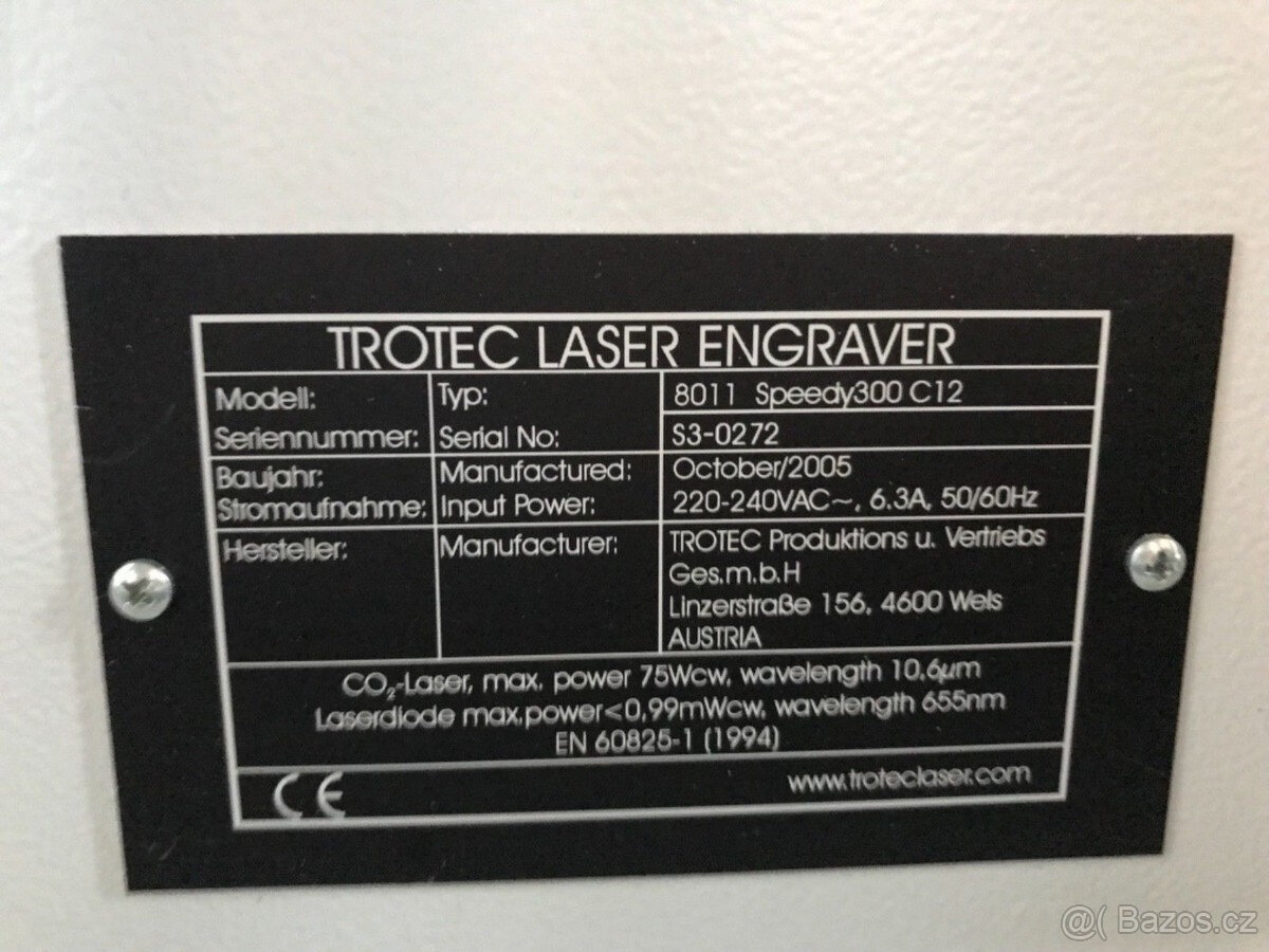 CO2 laserový stroj Trotec Speedy 300 MCI