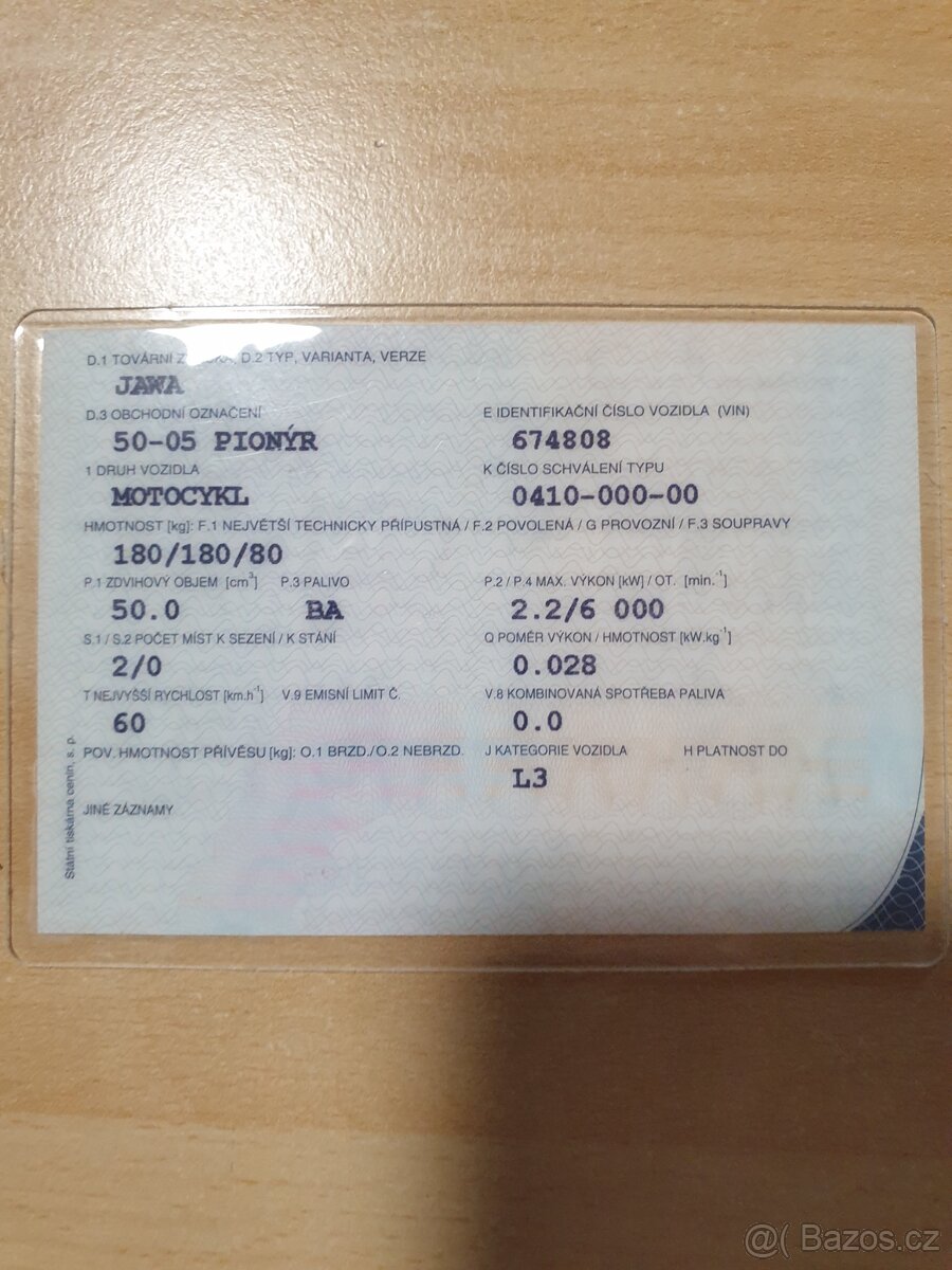 Přepsatelný T.P. Jawa pionýr 05