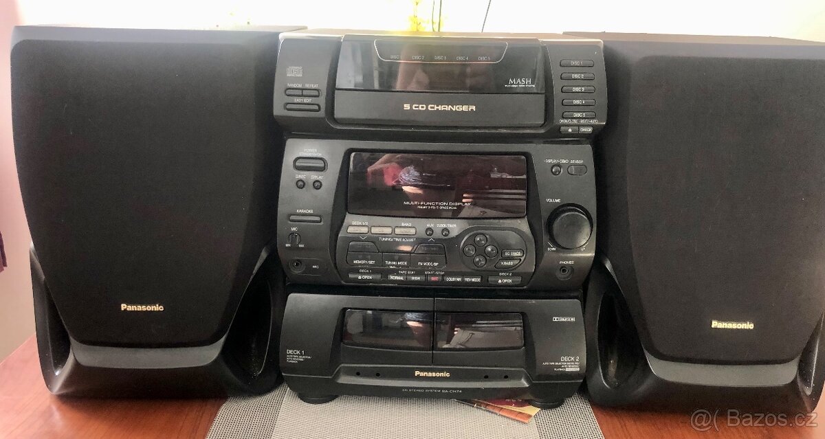 PANASONIC SA-CH74 věž 5CD,rádio,double deck
