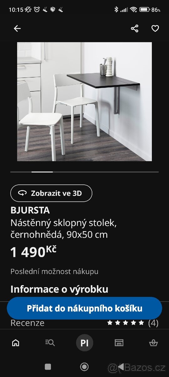 Ikea BJURSTA stůl sklopný 2 ks 100% stav