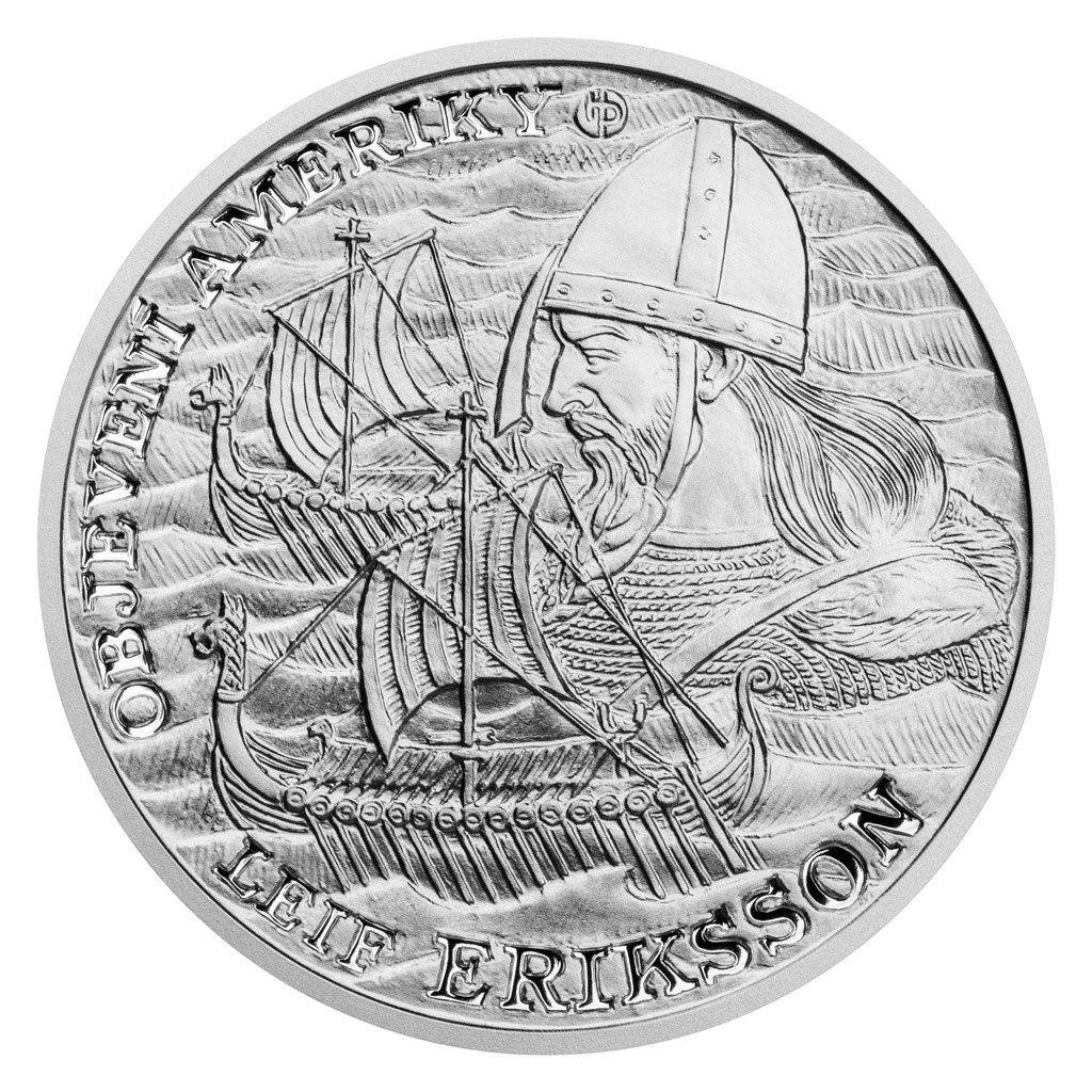 Stříbrná mince Objevení Ameriky - Leif Eriksson proof