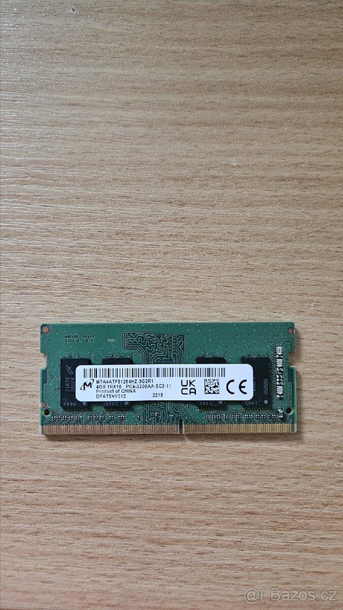 Operační paměť na notebook 4gb RAM sodimm 3200mhz ddr4