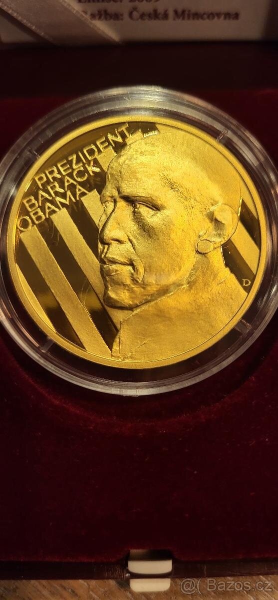 Prodám 2 ks zlatých invest. mincí 1oz- Barack Obama v ČR