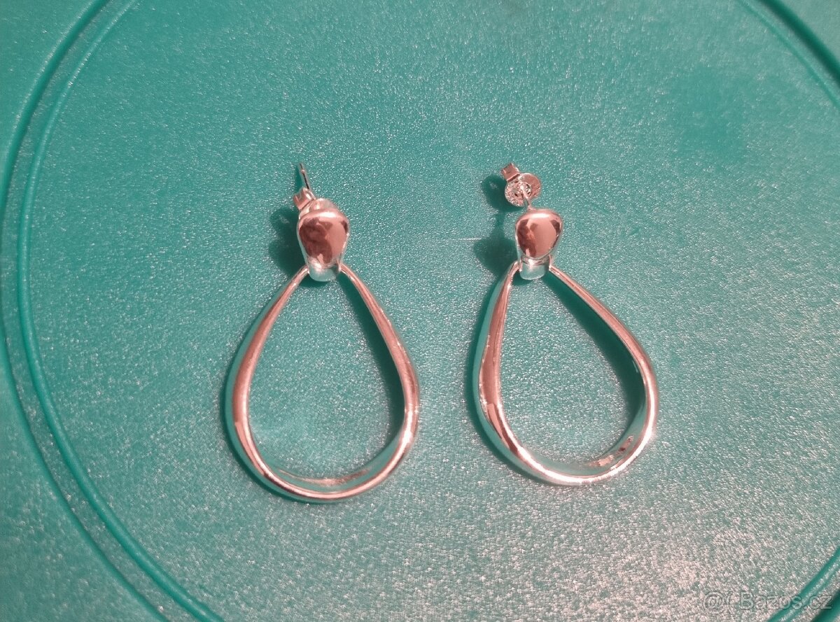 Nové dámské stříbrné náušnice oválné ovály 925 duté