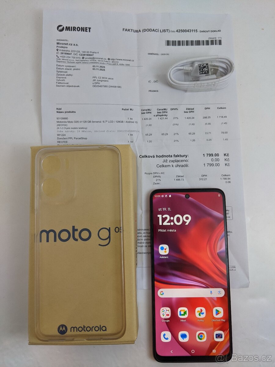 Motorola Moto G05 4/128 Red. Zanovni - koupeno pred 2 tydnu.