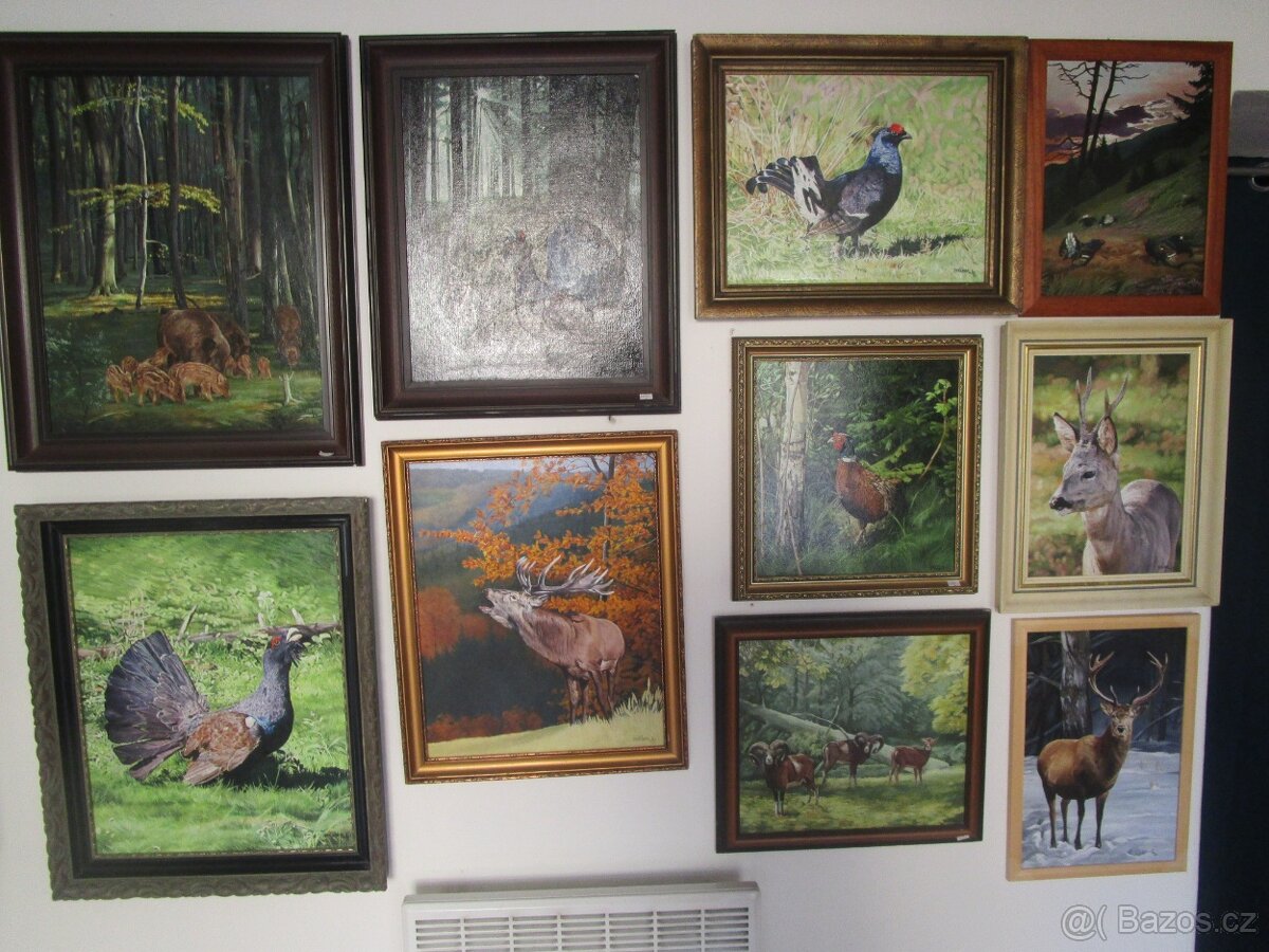 obrazy pro myslivce-bažant-tetřev-jelen-olejomalba