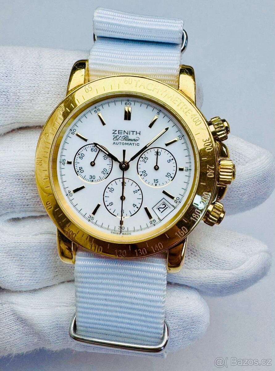18K ZLATÉ PÁNSKÉ HODINKY ZENITH EL PRIMERO S ETUI