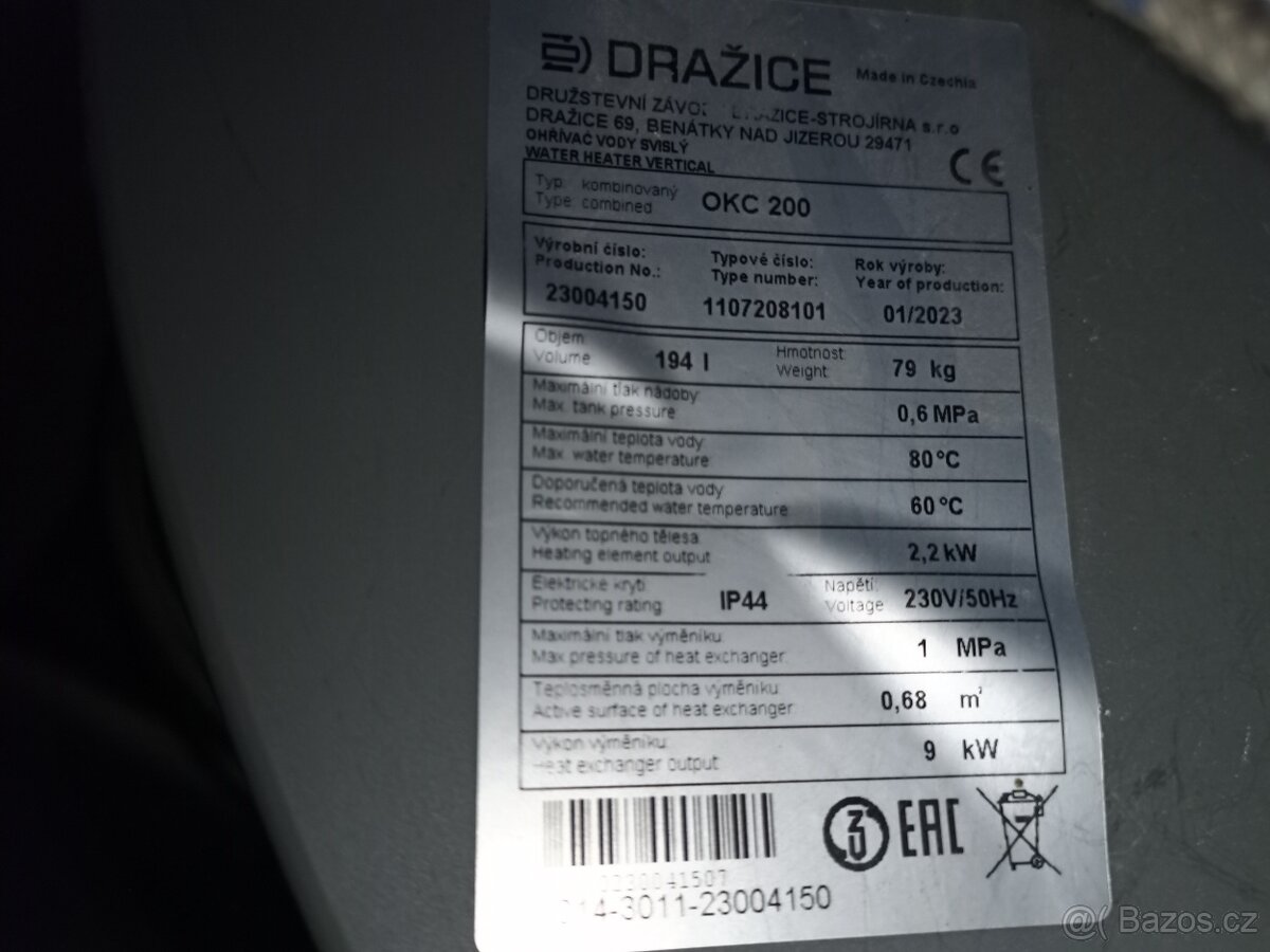 Kombinovaný bojler 200l Dražice