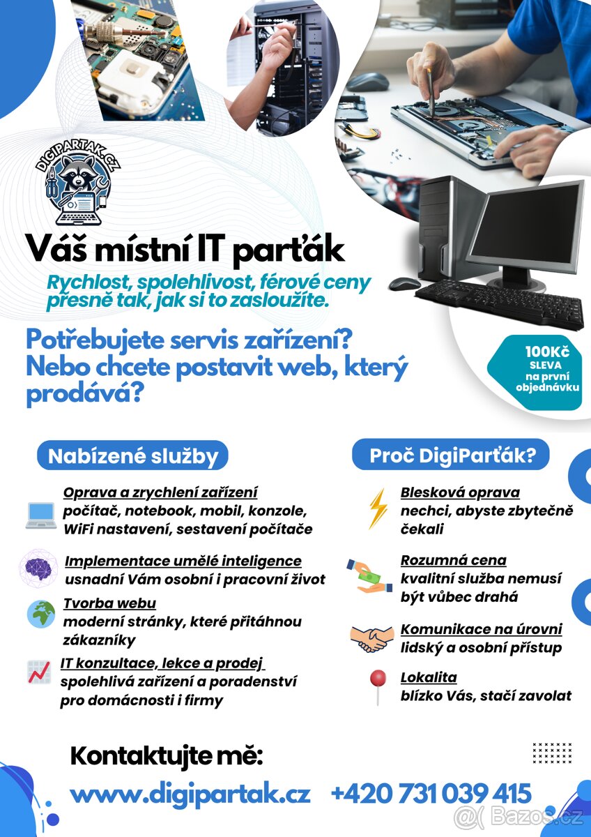 Opravy notebooku a PC, Instalace Windows, sestavení pc