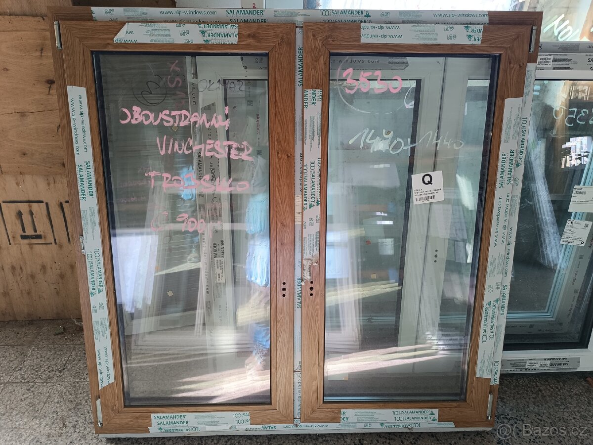 Okno PVC 1470x1440, oboustranný Winchester, trojsklo, nové