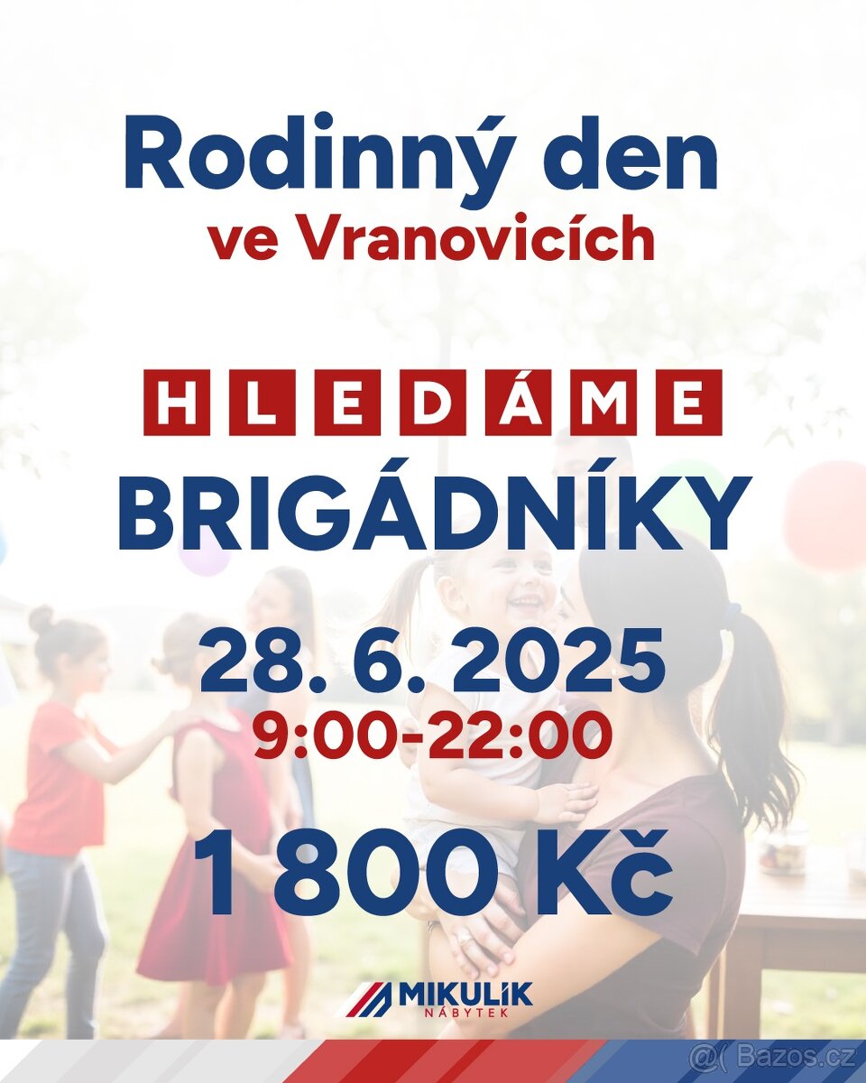 Obsluha na akci Rodinný den - brigádník