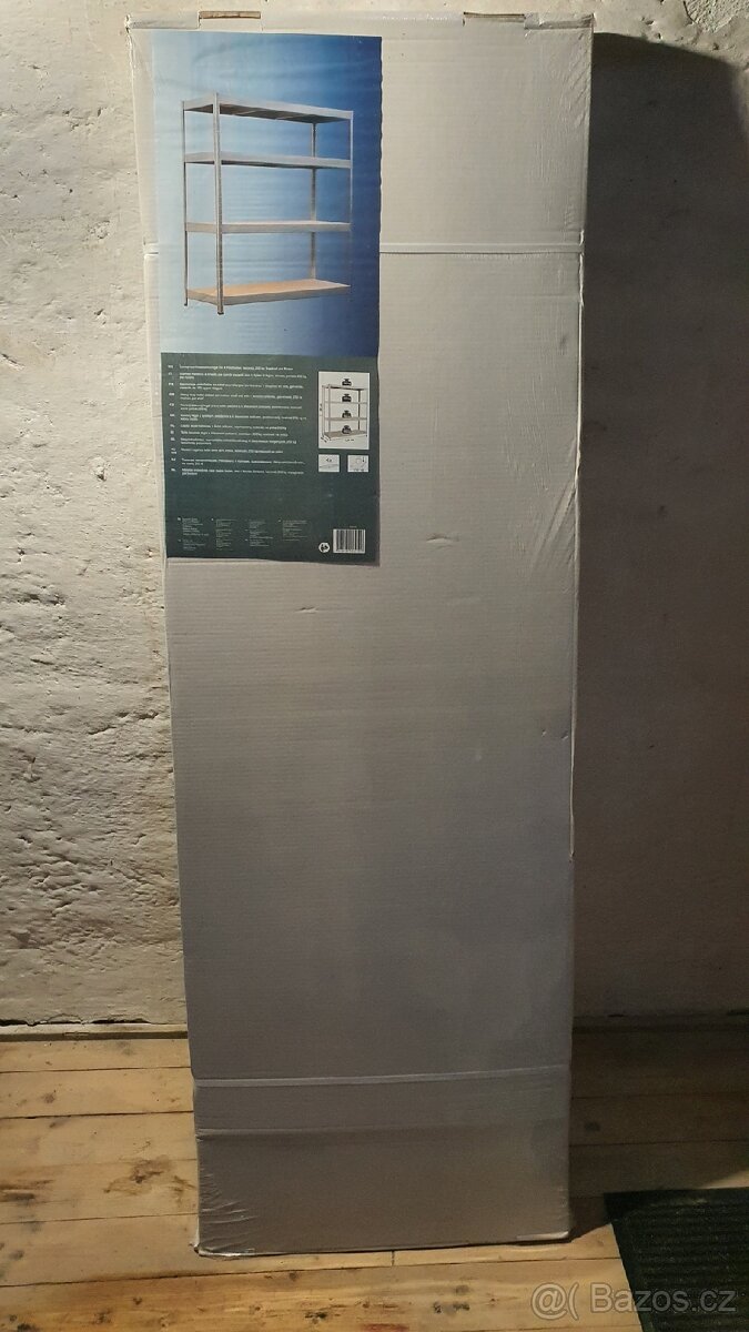 Kovový regál nový. Výška 180 cm, šíře 160 cm, hloubka 60 cm