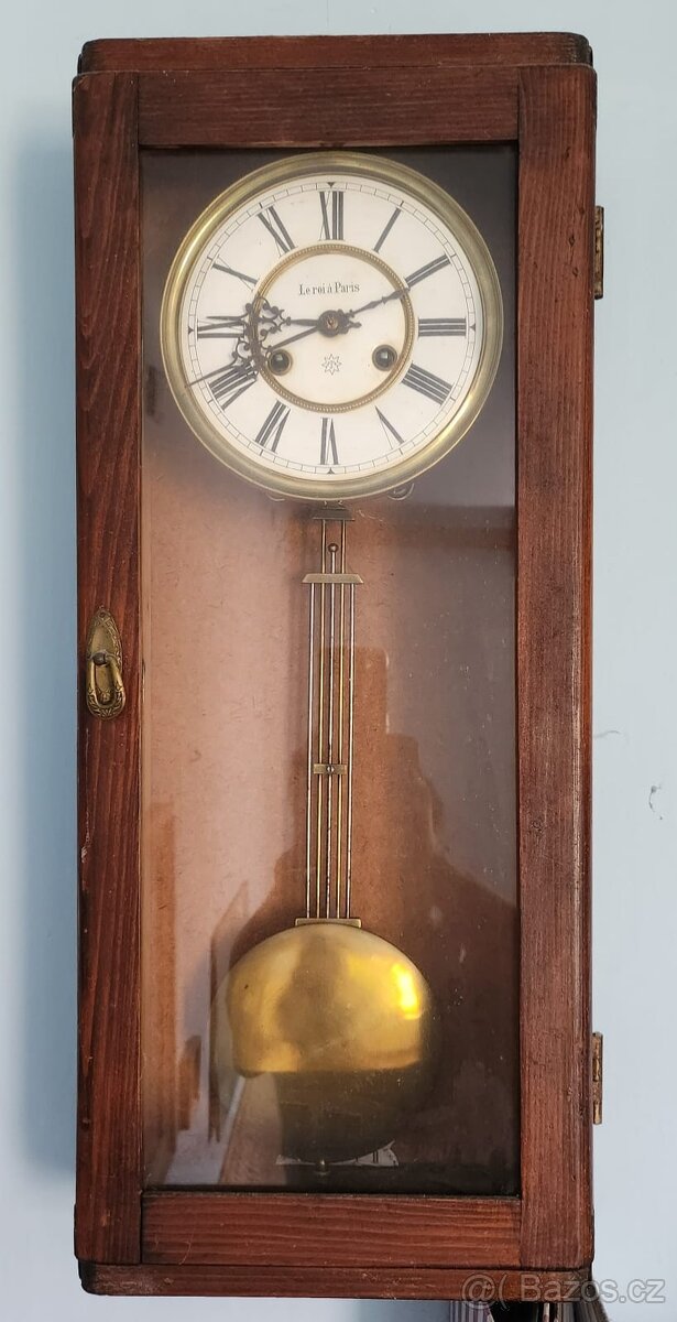Staré pendlové hodiny – Leroy à Paris, výška 80 cm, funkční