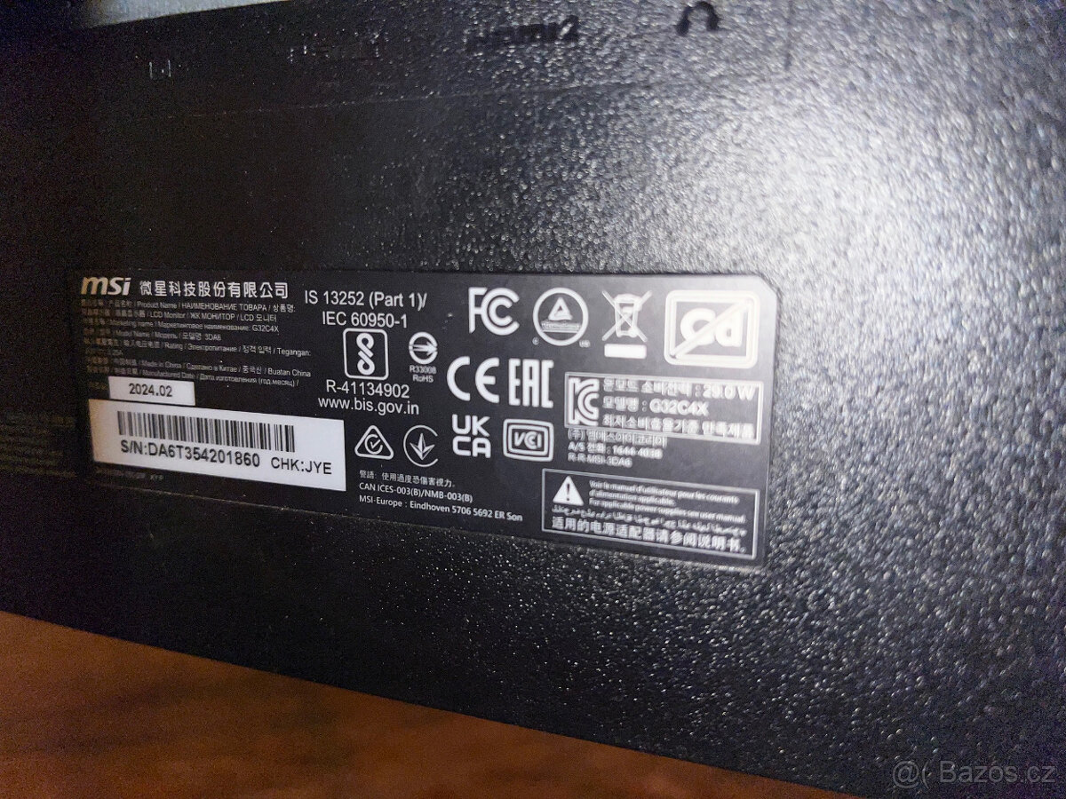 MSI G32C4X (3DA6) zakřivený monitor - velmi nízká cena