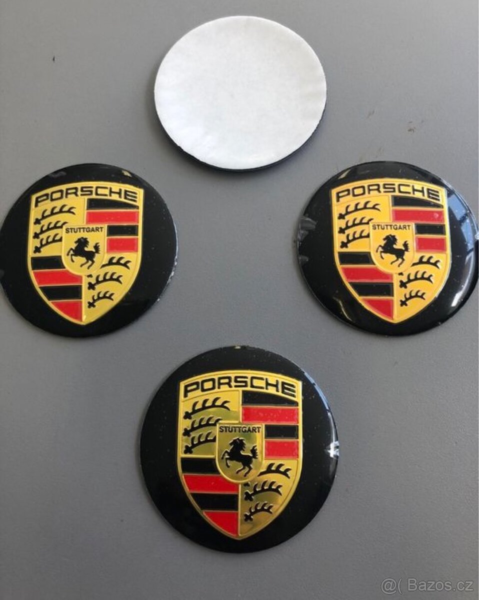 Středové pokličky / samolepky alu kola PORSCHE černé