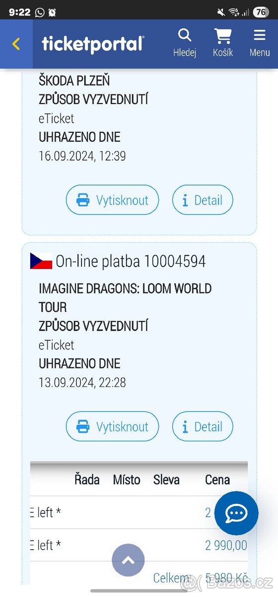 Poctivé golden lístky IMAGINE DRAGONS 11.6.2025