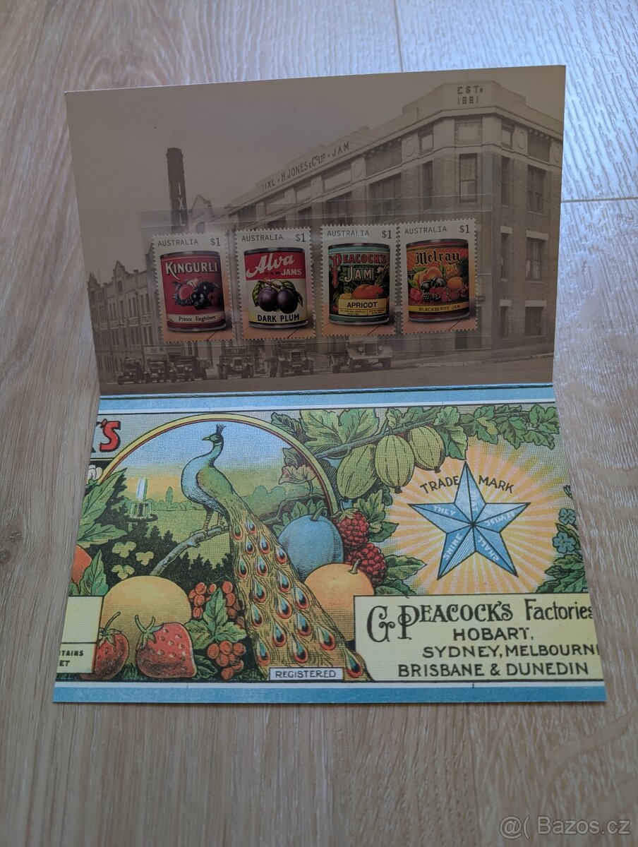 📮 Poštovní známky – Australia – Vintage Jam Labels, 90 Kč