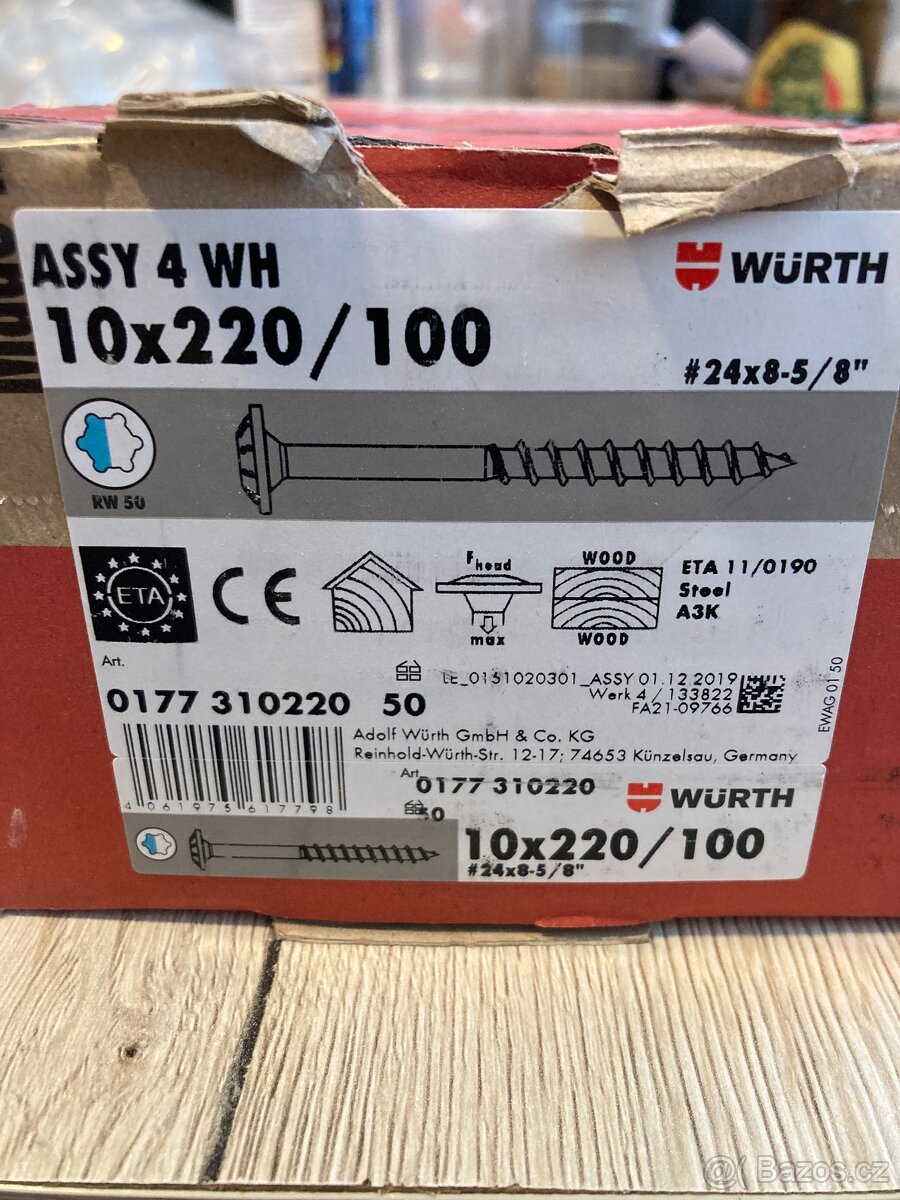Prodám vruty 220x10 Würth
