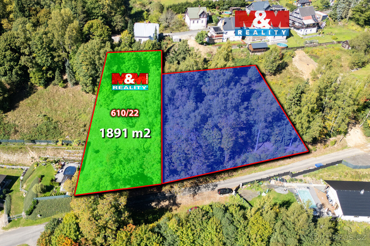 Prodej pozemku k bydlení, 1891 m², Kraslice - Zelená Hora