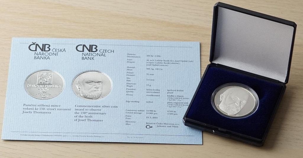 Mince 200 Kč 2003 Josef Thomayer Proof ČNB