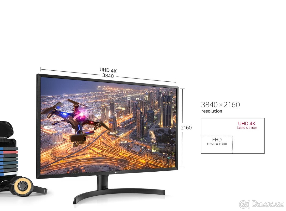 32" LG 32UK550 LCD monitor 4K 3840 × 2160 100% stav, bez or