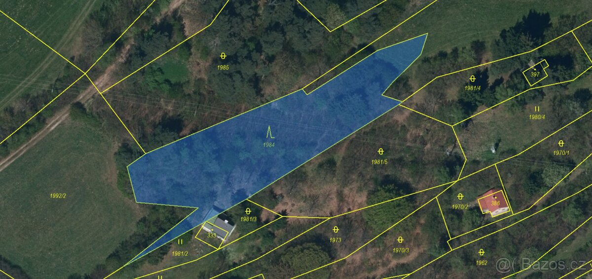 Prodám lesní pozemek v k.ú. Mrákotín u Telče, p.č. 1984