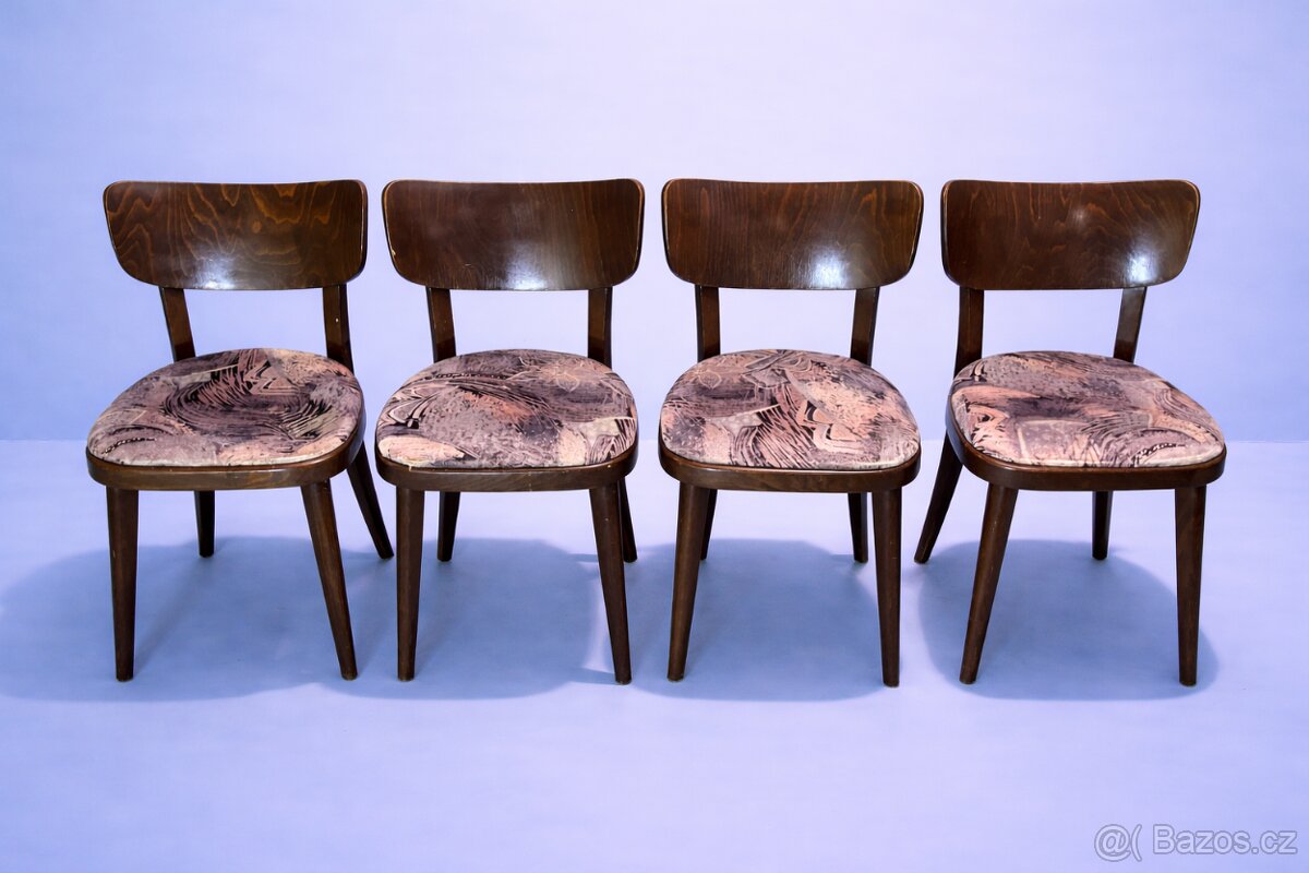 THONET sada 4 retro židlí, 50.60. léta