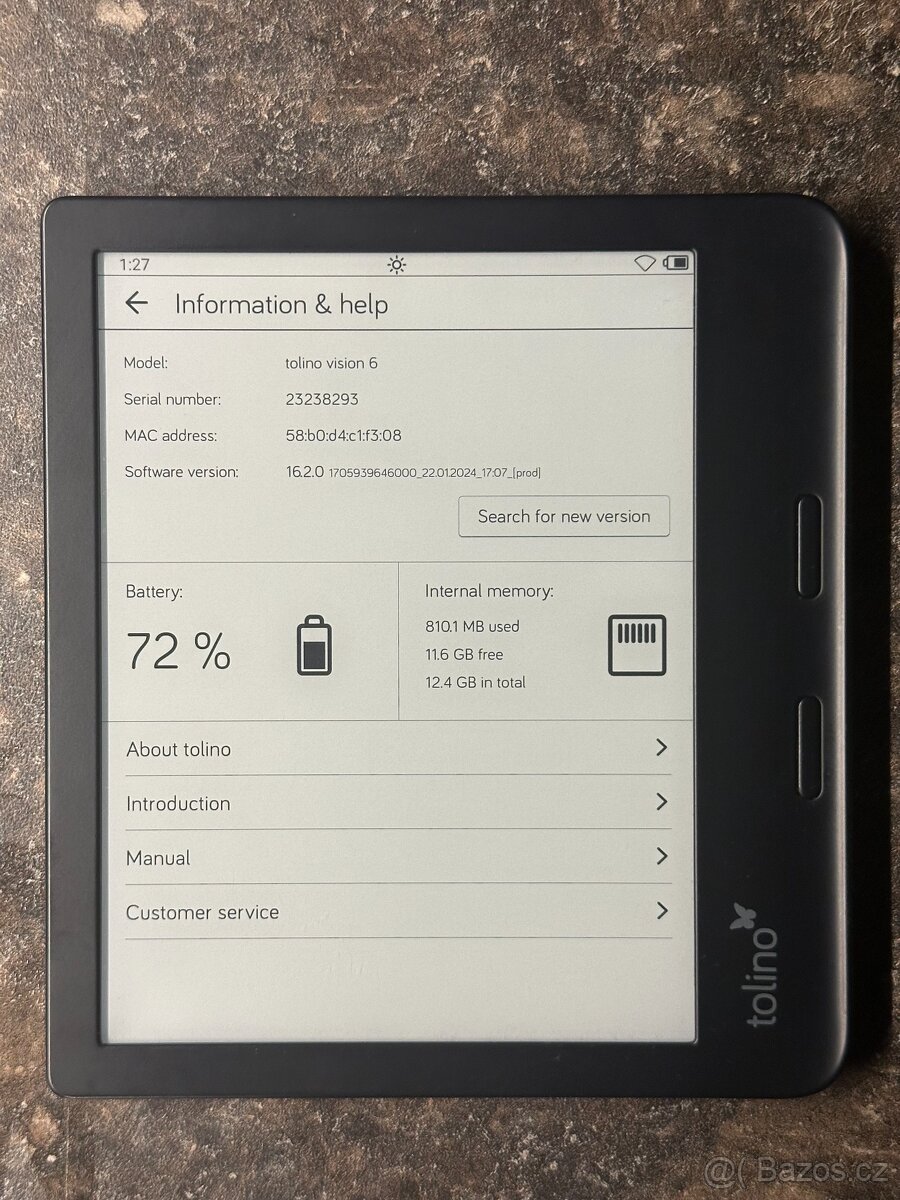 Čtečka knih Tolino Vision 6 16GB černá 2