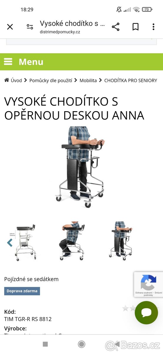 Koupím chodítko s opěrnou deskou
