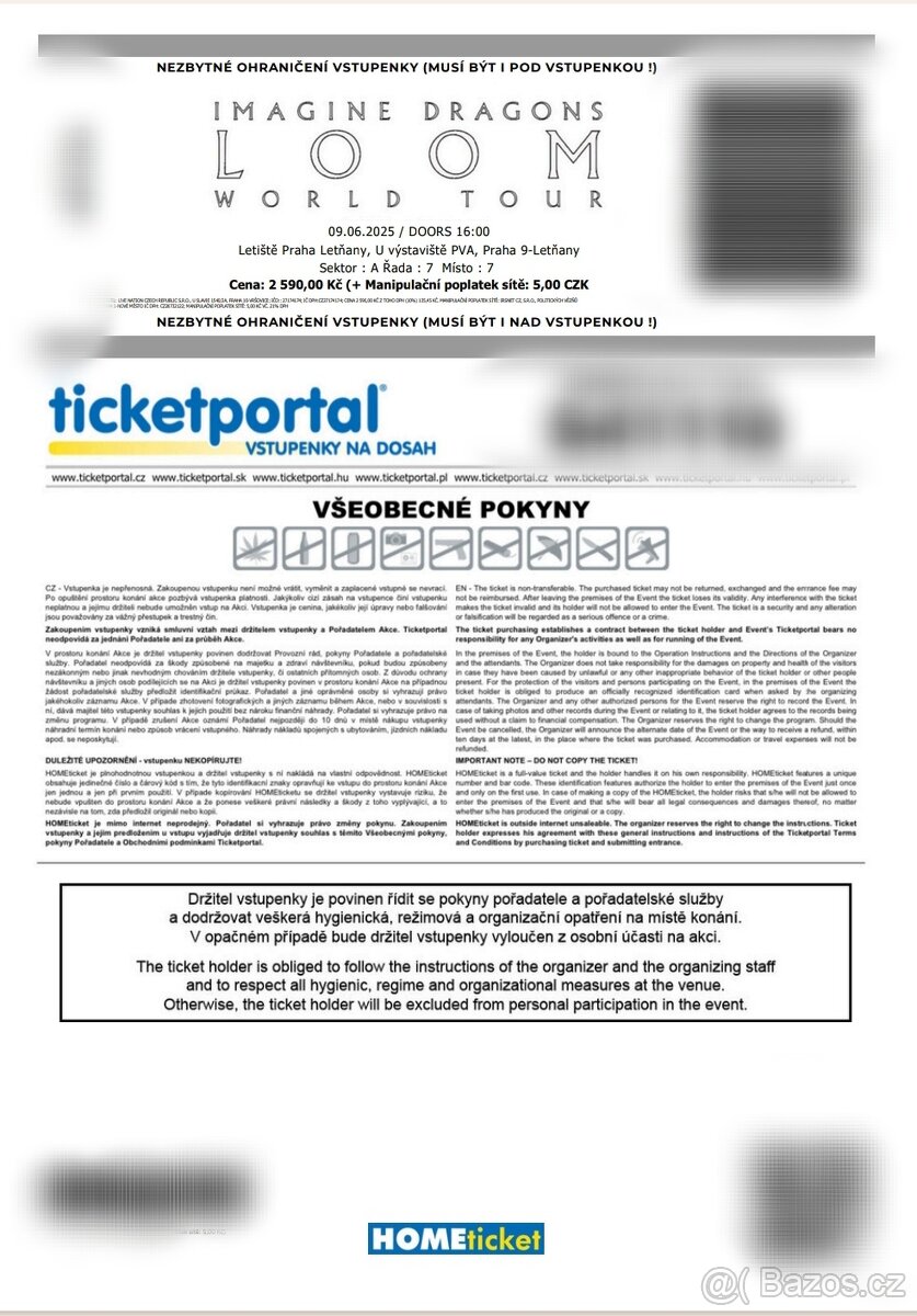 IMAGINE DRAGONS PRAHA 9.6.MISTA VEDLE SEBE