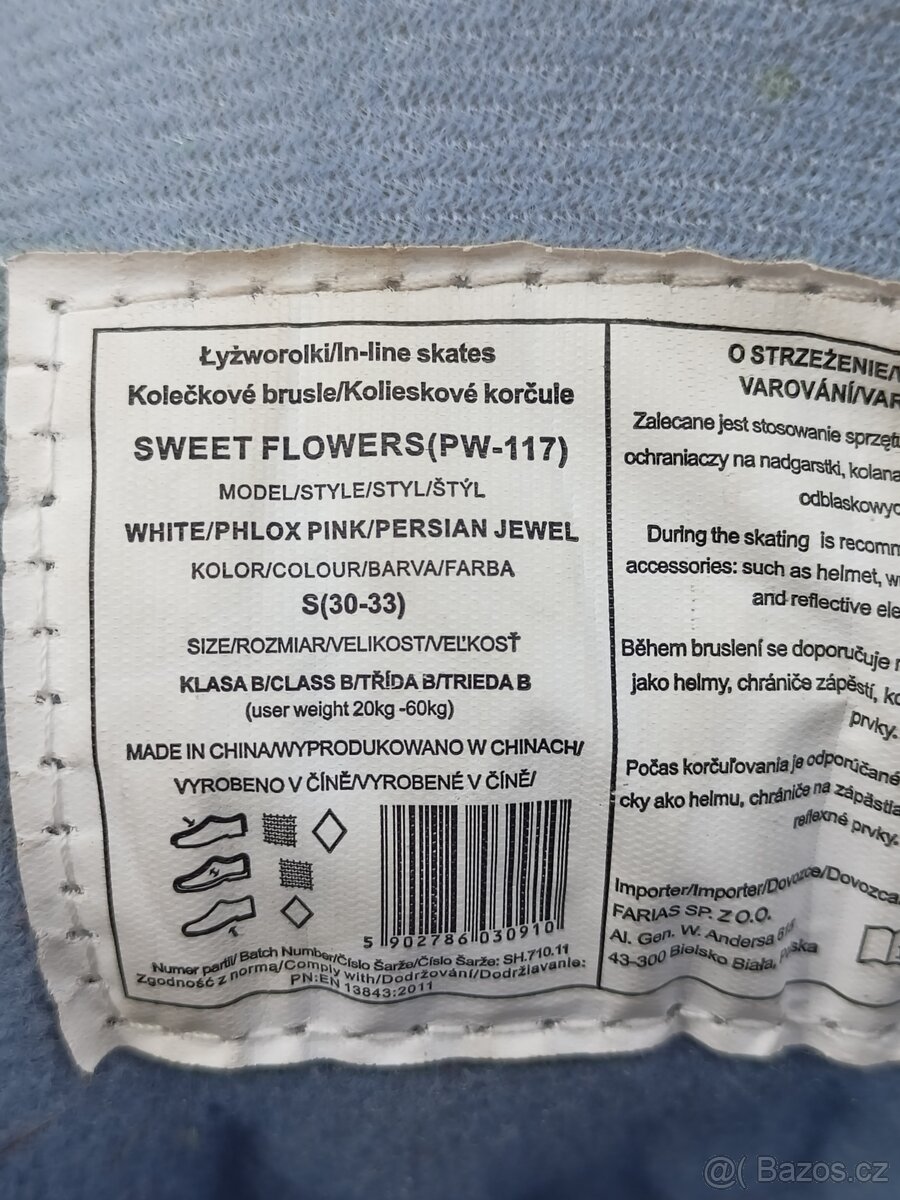 Dívčí kolečkové brusle vel.30-33