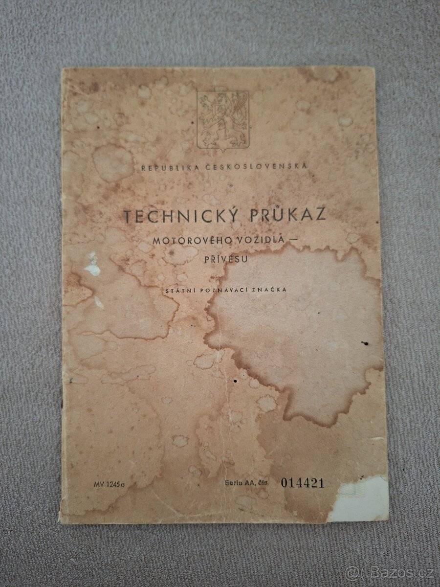 Technický průkaz Jawa ČZ 250 / 353