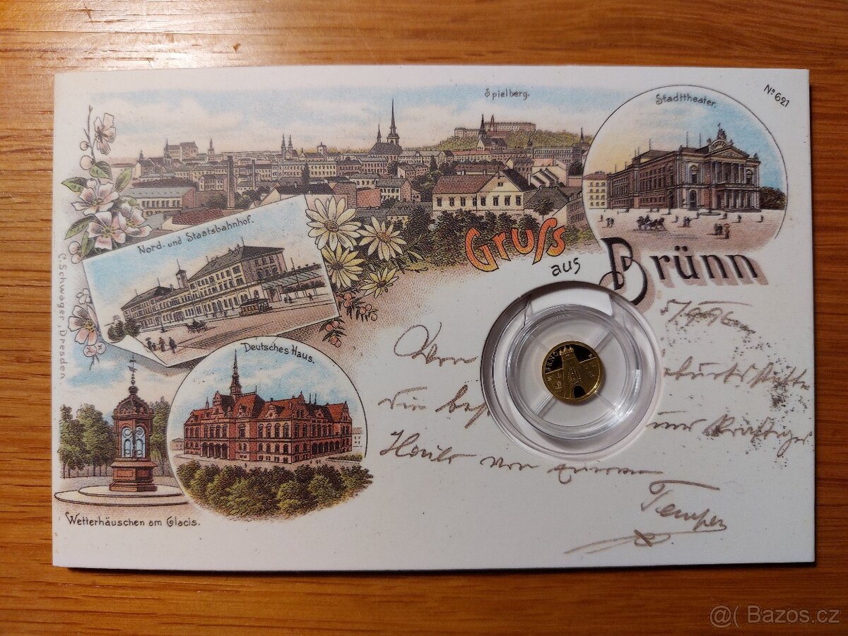 Zlatá mince Brno - Stará radnice provedení proof (ČM 2017)