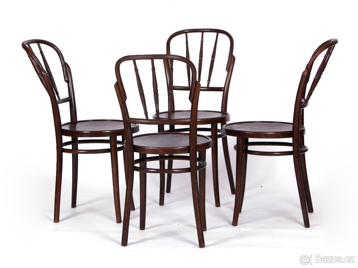 Bukové židle s dřevěnými sedáky, 4 ks.