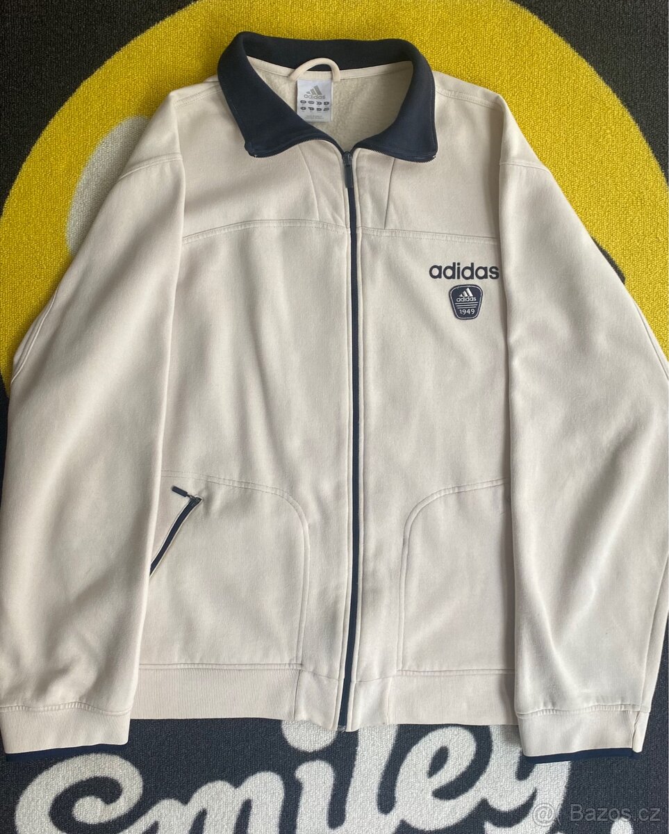 Adidas Vintage bílá mikina na zip (2003)