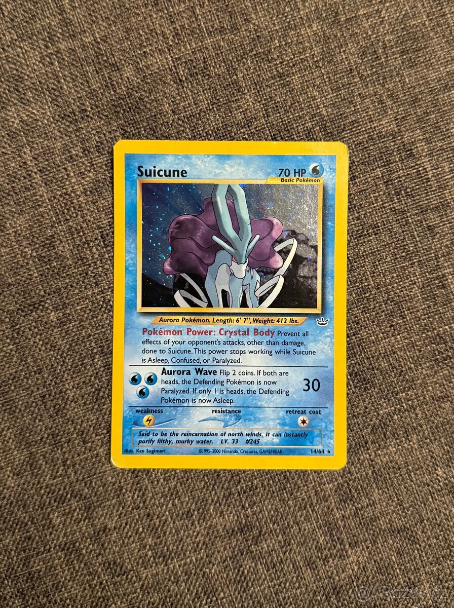 Pokémon karta Suicune raritní