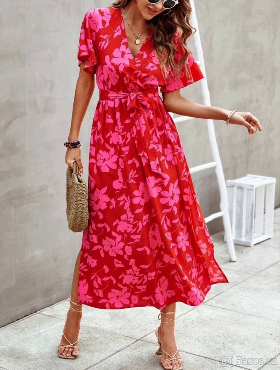 Nové elegantní růžové dlouhé šaty vel.S