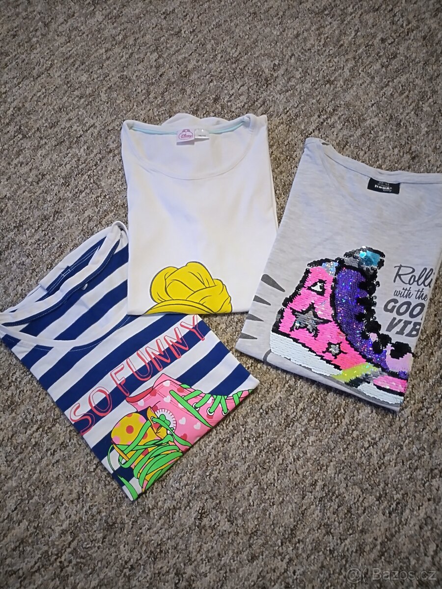 Dětske dívčí tričko 3 ks vel. 146 - 152