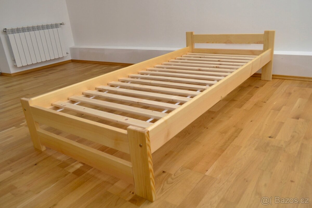 Nová postel borovice 90x200 cm + ROŠT