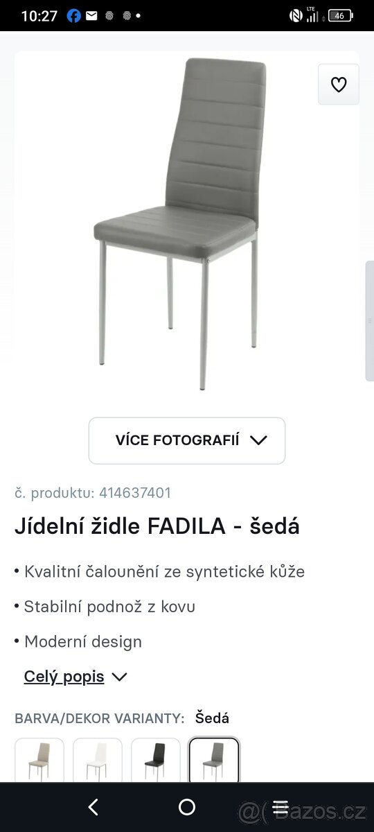 Jídelní židle Fadila úplně nové