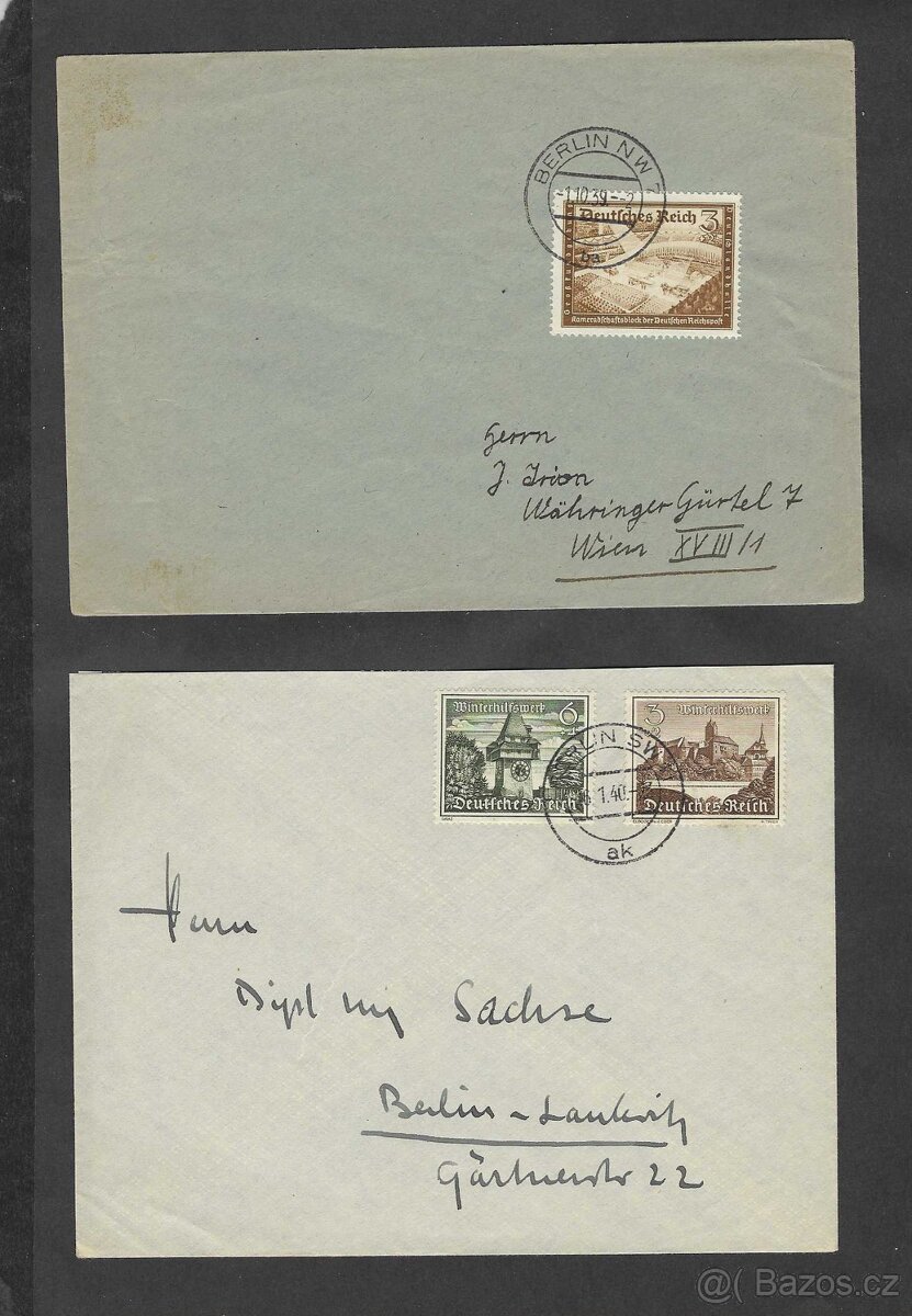 Deutsches Reich - 2 obálky se známkami a razítky