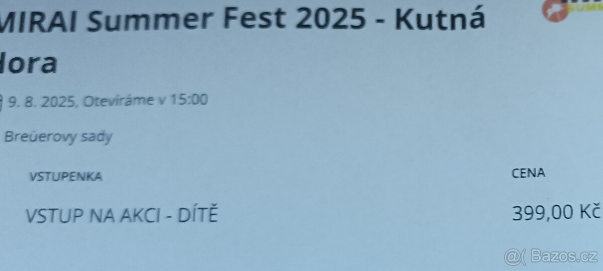 Vstupenky MIRAI Kutná Hora