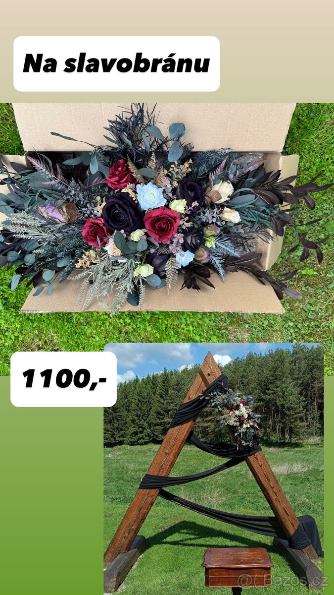 Svatební dekorace, květiny, organza