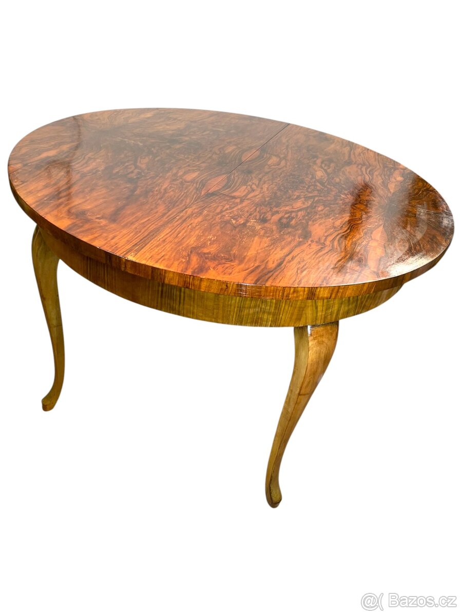 Starožitný jídelní stůl – Art Deco – rozkládací, hruška