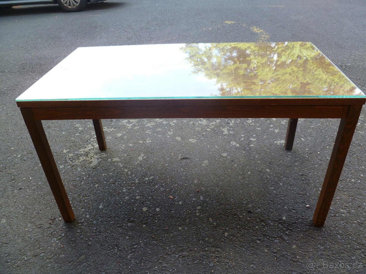 Dřevěný stolek + sklo zdarma, nový