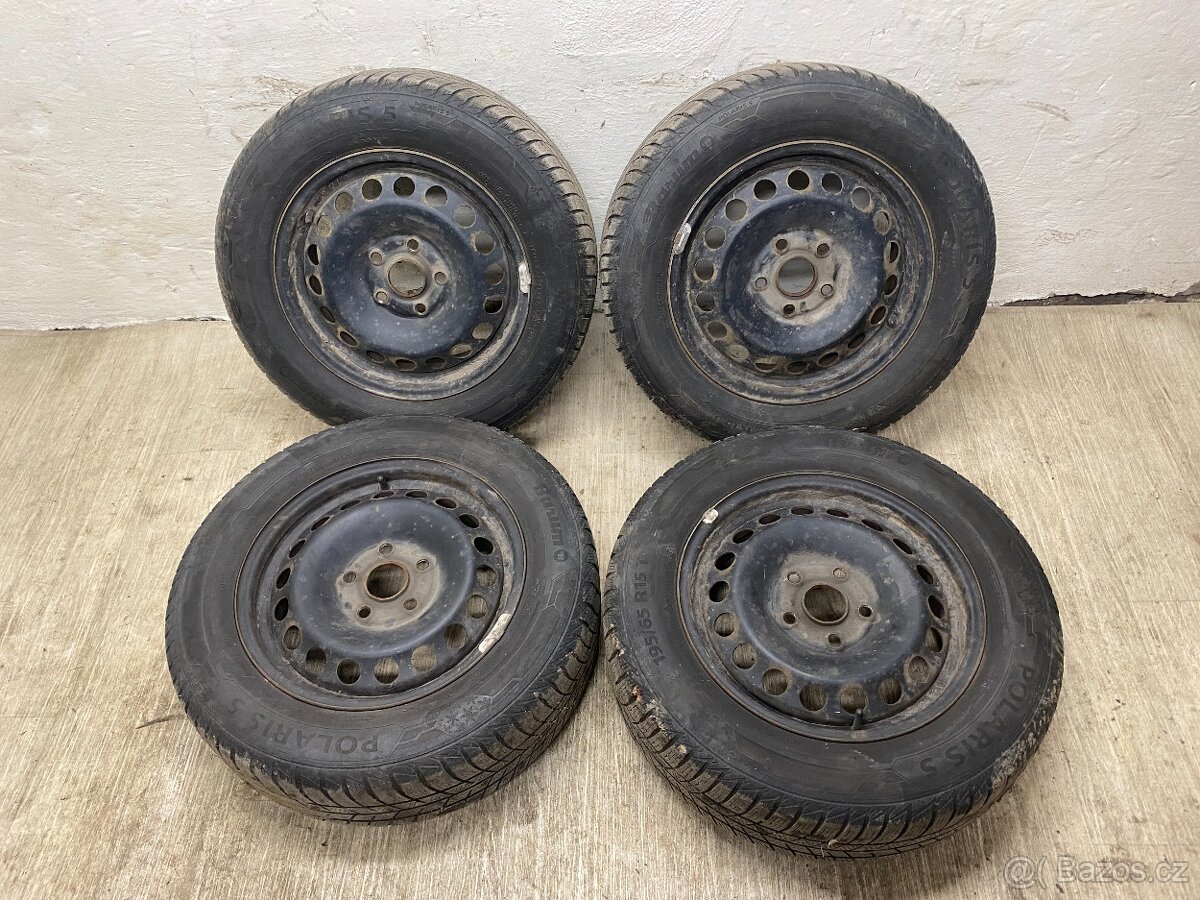 4x PLECHOVÝ DISK 6Jx15H2 ET47 5x112 S PNEU BARUM 195/65R15