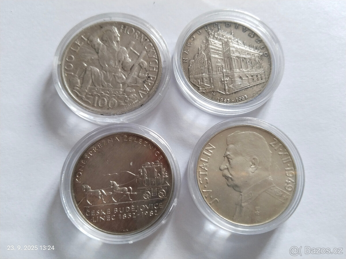 4x stříbrná pamětní mince Československo