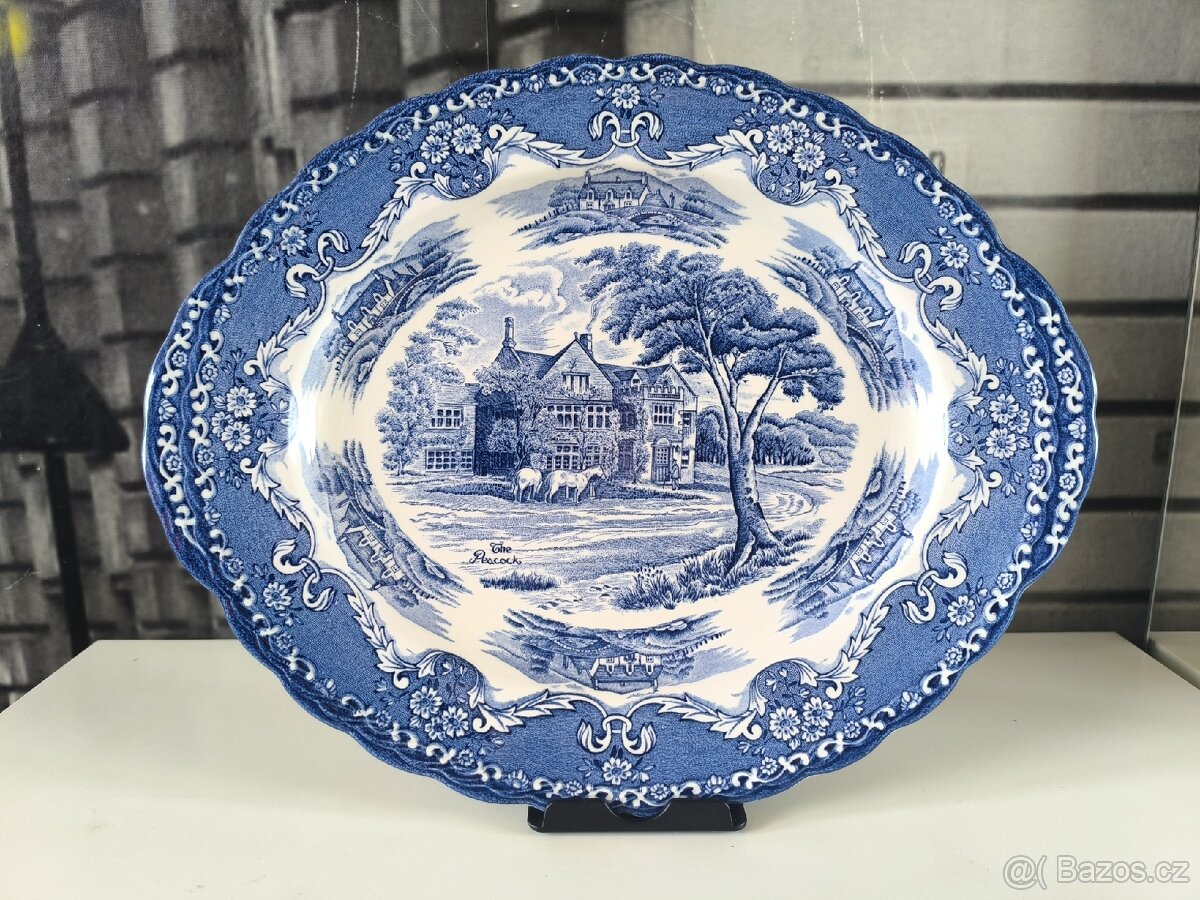 Starožitný oválný servírovací talíř - anglický porcelán